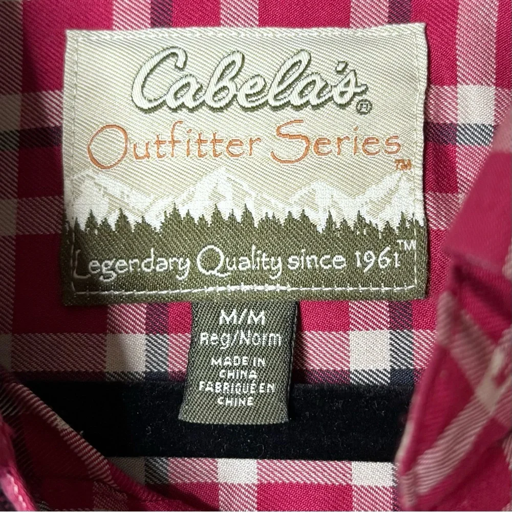 Cabela’s Outfitter Series Mens Long‎ Sleeve Red Plaid Button Down Quality Cotton